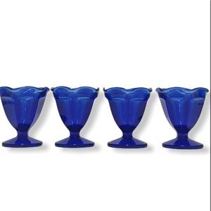 Vintage Anchor Hocking Cobalt  Blue Dessert Cups